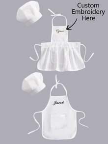 1 Set Customized Little Chef Outfit, Suitable For 100 Days Photo Shoot Props, Embroidered With Name/Date (1-3M),Christmas Gift Supplies