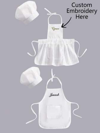 1 Set Customized Little Chef Outfit, Suitable For 100 Days Photo Shoot Props, Embroidered With Name/Date (1-3M),Christmas Gift Supplies