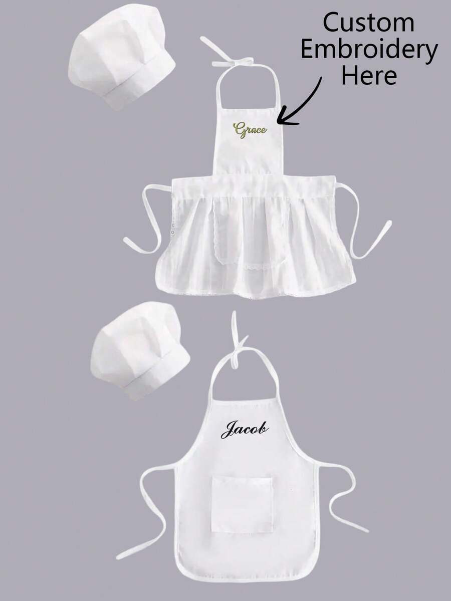 1 Set Customized Little Chef Outfit, Suitable For 100 Days Photo Shoot Props, Embroidered With Name/Date (1-3M),Christmas Gift Supplies