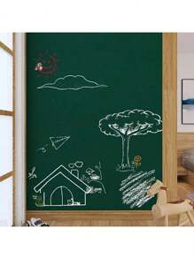 1 Roll Of Children's Graffiti Blackboard Wall Stickers, Removable, Erasable And Tearable Office Teaching Green Board Wall Stickers Blackboard Wallpaper Whiteboard Stickers, Free Five Colors Of Chalk, Durable Dry Erase Waterproof Self-Adhesive Wallpaper Message Board, Suitable For Office, School, Home