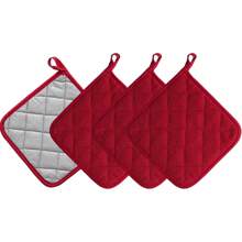 Conjunto de 4 suportes para panelas resistentes ao calor com argolas para pendurar, suporte para panelas próprio para forno, conjunto de protetores de panelas para cozinhar, assar, acampar e uso doméstico