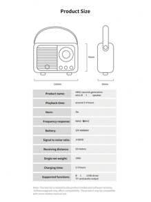 AyeBeau Altavoz inalámbrico Bluetooth, caja de música portátil, mini altavoz inalámbrico Bluetooth con manos libres y subwoofer, capacidad de la batería de 400 mAh 1.48 Wh, altavoz portátil retro, tarjeta TF, radio