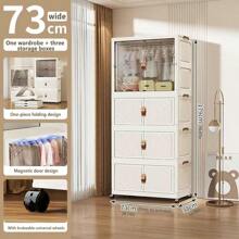 5/4/3/2/1 Layer Folding Wardrobe Closet, No Installation Required, Plastic Storage Cabinet For Baby Clothes, Household Use For Living Room And Bedroom