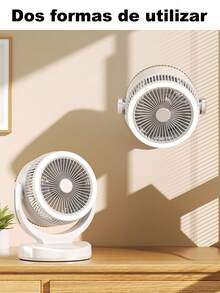 Ventilador de circulación Recargable USB, Velocidad del viento ajustable en tres velocidades, con luz nocturna LED, adecuada para oficinas, escritorios, salones, etc. - Negro - Ver 7