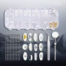 1套眼镜鼻托旋入式眼镜鼻托软硅胶鼻托替换维修工具套装带螺丝小螺丝刀眼镜布太阳镜 - 多款 - 查看 1