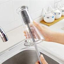 2 Stück Silikonflaschen-Reinigungsbürsten mit langen Griffen, multifunktionale flexible Flaschenbürste geeignet für Glas-/Plastikflaschen