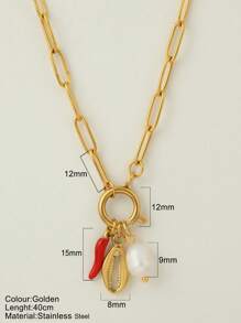 1 pièce Bijou personnalisé, collier de style océan avec pendentif à la mode en forme d'étoile de mer, de coquillage et de dauphin, collier à porter au quotidien