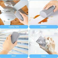 2pcs Cleaning Sponge & Duster, Used For Floor, Air Vent, Mirror, Ceiling Fan And Cobweb Cleaning, Dust-Free Flying And Spreading,Kitchen,Bathroom,Home,Household Suppliers - Grey - View 6