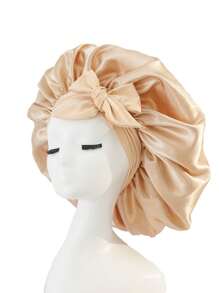 1 Piece Adjustable Satin Nightcap Strap - Soft And Comfortable Hair Cap For Men And Women, Elastic Strap Design, Comfortable Feel, Polyester Material, Perfect For Night Or Styling Back To SchoolHair Bonnet