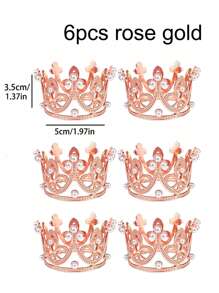 1/6pcs Mini Crown Cake Topper, Mini Crown For Flower Arrangements Bouquets, Small Tiara Crown Birthday Cupcake Topper For Birthday Wedding Party Favors,Christmas