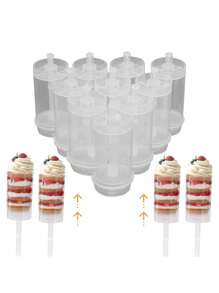 2pcs/12pcs/24pcs-Cake Push-Pull Container With Lid, Reusable Cake Pop Shooter, Ice Cream Cupcake Collection Container For Cupcake Bakery, Confetti Wedding, Birthday Party Dessert Table