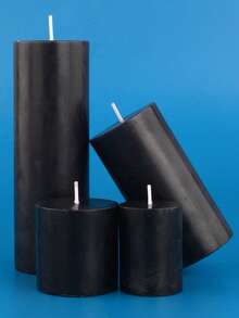 2 Black Odorless Candles A Variety Of Sizes Cylindrical Candlelight Bar Decor Party Festival Ceremony Lighting - Black - View 6