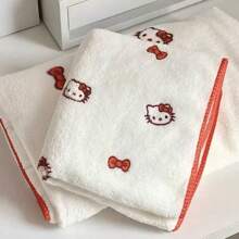 Sanrio 1 pièce Ensemble de serviettes - Ensemble de serviettes de bain en polaire de corail avec motif de chaton, serviette de douche douce et absorbante, cadeau pour un anniversaire
