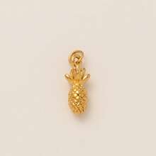 1 件不锈钢食物元素时尚吊坠，带有咖啡、红酒、面包、饼干、披萨、甜甜圈等元素，适合 DIY 女士配饰和钥匙扣和包扣 - 金色 - 查看 10