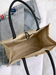 Women's Large Capacity Floral Print Shoulder Tote Bag - Khaki - View 6