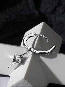 Brincos masculinos estilo estrela retrô com botão de orelha, estilo moderno e moderno, joias de prata esterlina adequadas para roupas do dia a dia