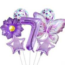 7pcs/Set Purple Butterfly 32-Inch Number Balloons For Birthday Party Decoration