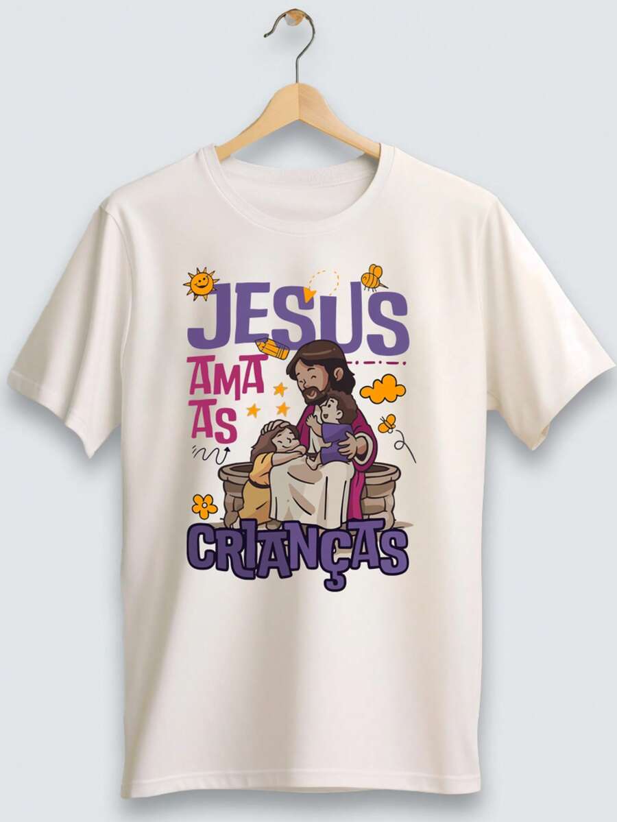 Printed Front And Back Children's And Youth Gospel Shirt Jesus Loves Children