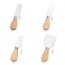1 套 4 件套不锈钢奶酪刀，带木柄，面包/披萨/黄油/果酱/奶酪切片餐具套装
