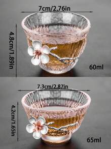 1 pieza/2 piezas/4 piezas Taza de té de vidrio con textura de martillado, vidrio resistente al calor, elegante para el té de la tarde, taza de expreso, taza de té, adecuada para fiestas de té, reuniones, fiestas y uso diario en el hogar, de vuelta a la escuela