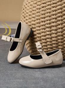 1 Par de Zapatos de recubierto para Niñas, Zapatos de Princesa para Escuela y Eventos con Puntera Redonda, Lazo a Cuadros, Suela Suave, Zapatos Planos Ceremoniales, Zapatos de Uniforme Lindos y de Moda