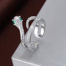 1pc Snake Design Women's Open Ring Inlaid With Artificial Zirconia - Multicolor - View 2