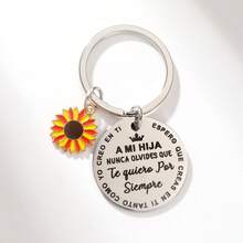 1pc Stainless Steel Engraved Keychain Keychain For Birthday Gift Keychain With Small Accessories Keychain For Kids To Show Love Motivation Encouragement - Silver - View 11