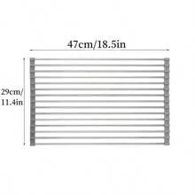 1 pièce Égouttoir extensible en acier inoxydable à placer sur l'évier, couleur noire et grise avec des bras réglables. Organisateur de cuisine/salle de bain fonctionnel pour plats, ustensiles de cuisine, légumes et fruits. Cadeau de Nouvel An et de Noël