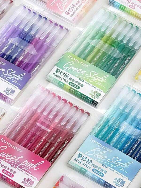 1 caixa com 9 canetas coloridas para desenho: multicoloridas, tinta gel, adequadas para diários de estudantes, pôsteres desenhados à mão, para colorir, destacar, ótimas para escritório, Ação de Graças, Natal, volta às aulas