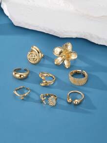 Piezas Conjunto de anillos anchos y gruesos de oro para mujer, para uso diario