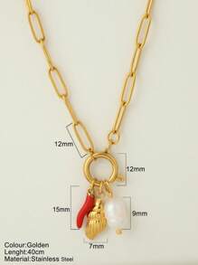 1 pièce Bijou personnalisé, collier de style océan avec pendentif à la mode en forme d'étoile de mer, de coquillage et de dauphin, collier à porter au quotidien