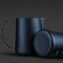 Jarra de leche de 350/600ML con taza de flores para café, capuchino, espuma de leche, jarra de acero inoxidable antiadherente - Verde - Ver 6