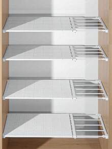 1 件可扩展衣柜整理架，免钉储物架，适用于橱柜、厨房、宿舍、浴室、客厅 - 白色 - 查看 7