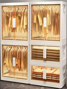 Folding Wardrobe For Home/Bedroom, Free Installation Easy Clothes Cabinet, Children's Closet Organizer Storage Cabinet - Multicolor - View 1