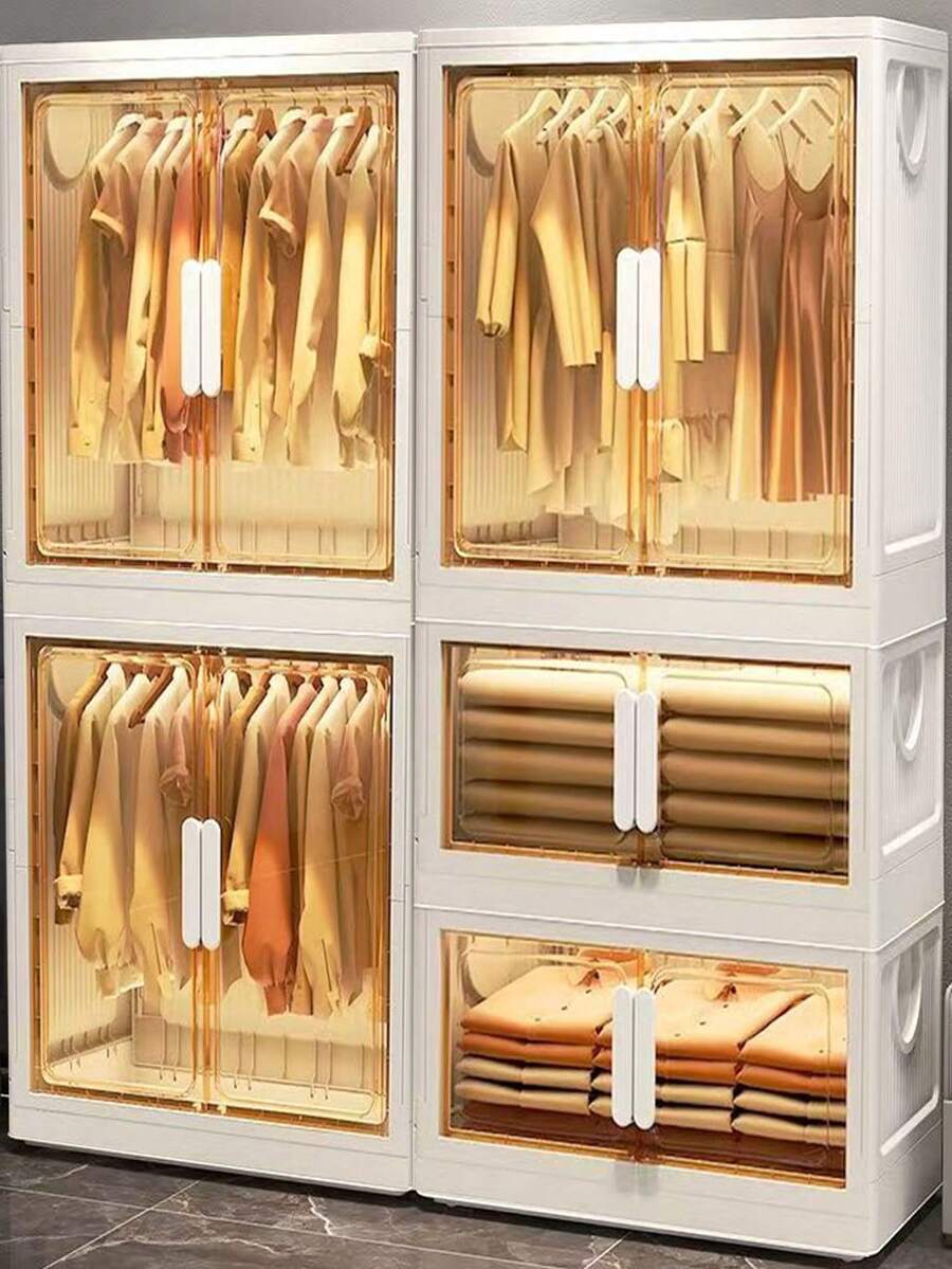 Folding Wardrobe For Home/Bedroom, Free Installation Easy Clothes Cabinet, Children's Closet Organizer Storage Cabinet - Multicolor - View 1