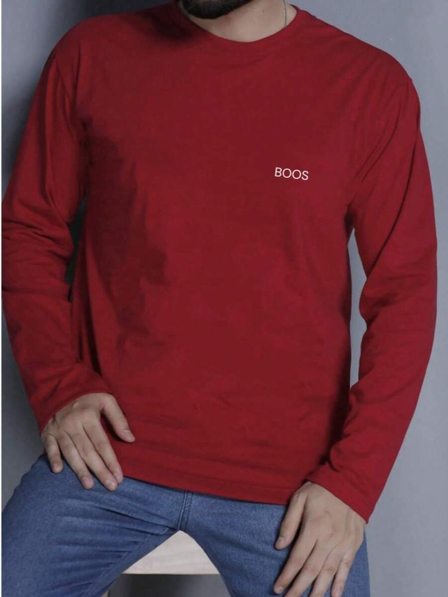 BOOS Men's Long Sleeve T-Shirt - Burgundy - View 1