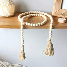 1pc/4pcs, 39 Inches, Bohemian Wooden Beads With Tassels - Multipurpose Stylish Bohemian Wall Hanging, Home Decor Prayer Beads, Perfect For Wedding Decoration, Graduation Decoration, Room Decoration