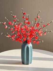 4/8 件人造花红梅花 21.7 英寸假冬甜长茎塑料花家居酒店办公室婚礼派对花园装饰