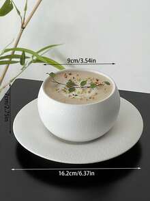 1pc Exquisite Matte Stone Textured Cup & Saucer Set, White Ceramic Cup, Egg-Shaped Coffee/Mug Cup, Unique Cup - White - View 9