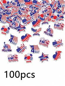 100 piezas de Confeti Patriótico del Día de la Independencia en rojo, blanco y azul con tema estadounidense, apto para fiestas, graduaciones, bodas, decoración de jardín al aire libre, también excelente para celebraciones del Día de la Madre, Día del Padre y Día de los Caídos - multicolor - Ver 1