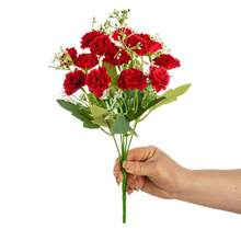 1 件人造绣球花丝绸康乃馨花束假球根菊花适用于春秋季装饰、婚礼花瓶适用于家庭、房间、餐厅、卧室、浴室装饰、母亲节礼物、节日生日派对配件、户外花园装饰、秋季装饰、秋季