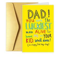 1 pieza Tarjeta divertida del Día del Padre con sobres, tarjetas "Super Dad" para padres y abuelos, tarjetas humorísticas del Día del Padre para hijos e hijas, tarjetas "Feliz Día del Padre" con página en blanco en su interior, regalo perfecto para cualquier ocasión especial como fiestas, cumpleaños, bodas, graduaciones (sobre opcional en dorado o rojo) - Multicolor - Ver 10