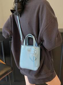 1pc Women Plain Color PU Leather Handbag, Fashion Zipper Closure Purse Suitable For Dating Gift