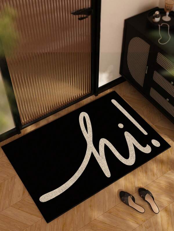 1 pieza Alfombra antideslizante ligera, Alfombra de piso con estampado de la letra "¡Hola!"