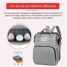 Diaper Bag Backpack For Mother And Baby, Multifunctional Diaper Backpack, Large-Capacity Waterproof And Multifunctional Travel Backpack Can Store Bottles, Diapers, Milk Powder, Clothes - Grey - View 3