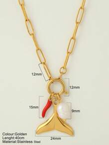 1 pièce Bijou personnalisé, collier de style océan avec pendentif à la mode en forme d'étoile de mer, de coquillage et de dauphin, collier à porter au quotidien