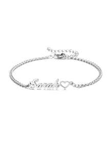 Customized Girl's Personalized Name Bracelet, Stainless Steel Nameplate Accessory Bracelet And Anklet, Fashion, Colorful, Retro, Simple, Customized Personalized, Unique, Ideal Gift