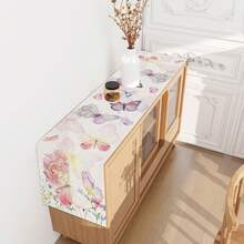 1 Pc Unique Floral Flowers Butterfly Table Runner,Seasonal Spring Summer Home Kitchen Dining Room Indoor Outdoor Festive Events Table Decor - Multicolor - View 5