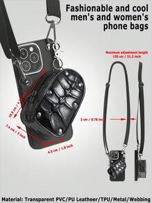 3pcs/Set Phone Wallet Lanyard Kit, Y2K Cyberpunk Cross Body Avant - Garde 3D Textured Design With Detachable Mini Pouch And Adjustable Shoulder Straps, For All Smartphones Organizes Cards/Keys/Cash (2025 Fashionable And Cool, Rivet Decoration)