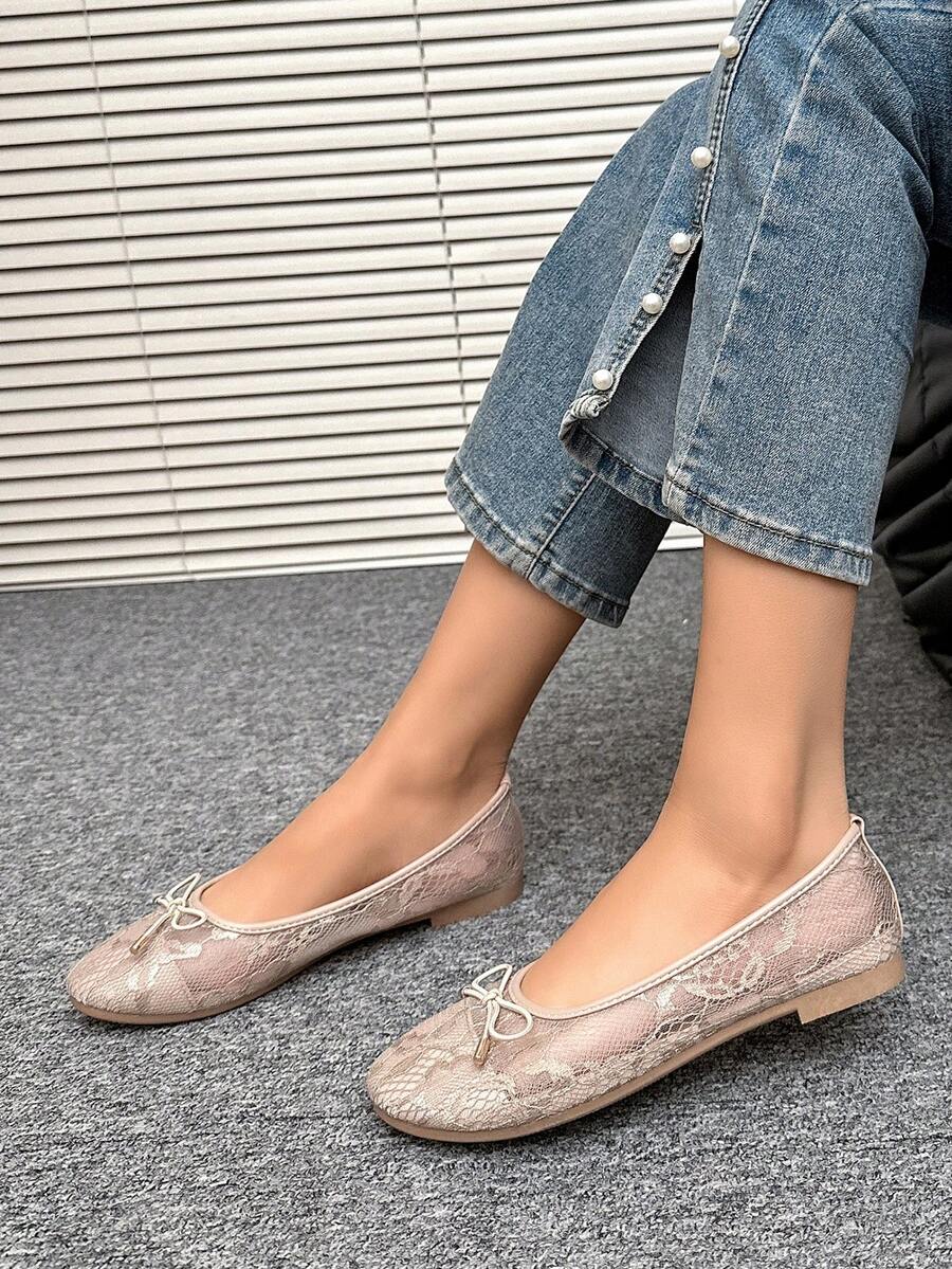 Pantofi de exterior cu bowknot plat pentru damă, în stil punk